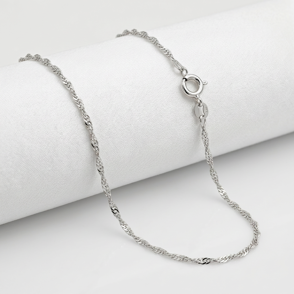 Avera Group 10K white gold Singapore chain, 1.0mm, view 3