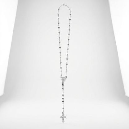 Fine Rosary Chain and Bead Necklace in Sterling Silver by Avera Group