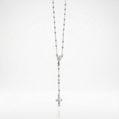 Fine Rosary Chain and Bead Necklace in Sterling Silver by Avera Group