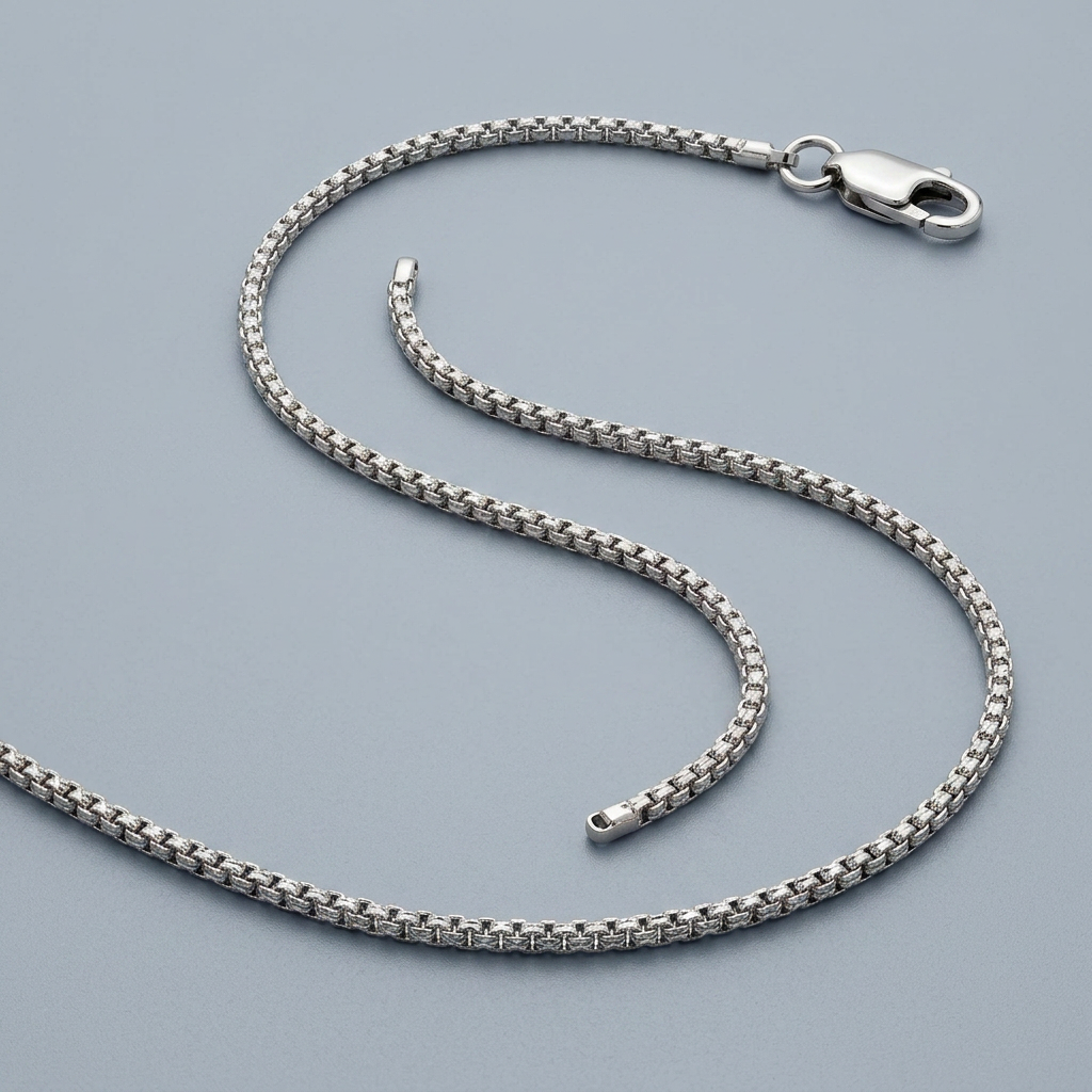14k white gold Milano chain, 1.1mm, Avera Group, view 3