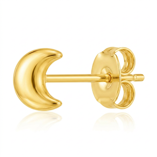 14k yellow gold moon post earrings, Avera Group, view 2
