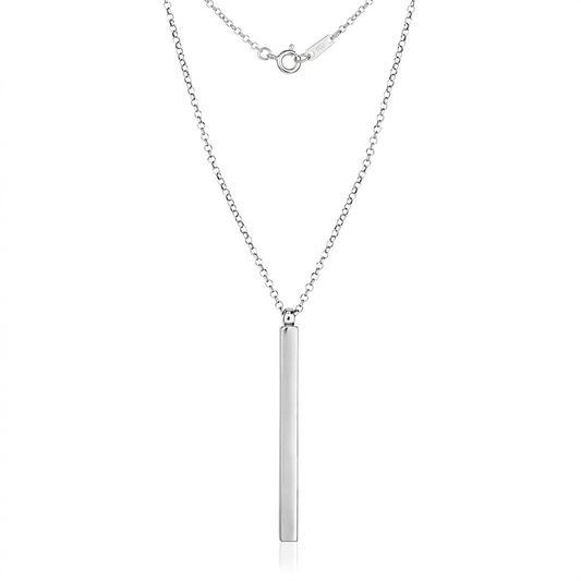 Sterling Silver 24 inch Necklace with Long Polished Bar Pendant by Avera Group
