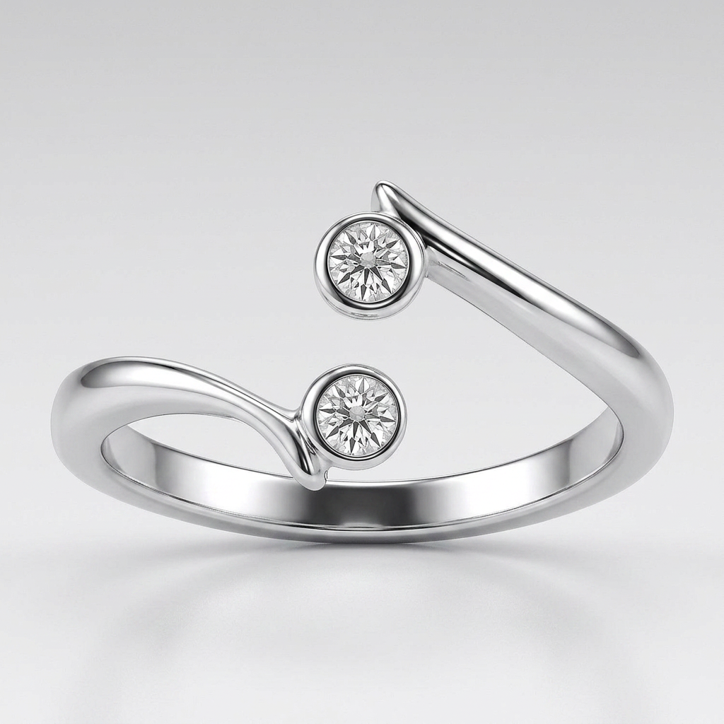 Sterling Silver Rhodium Finished Open Style Cubic Zirconia Accented Toe Ring by Avera Group