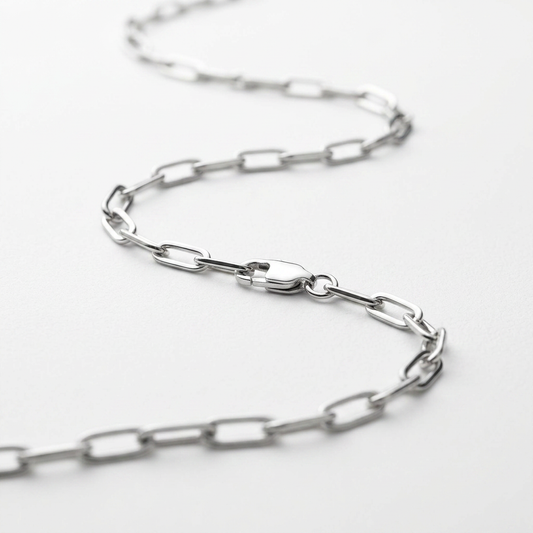 Sterling Silver Rhodium Plated Paperclip Chain (2.5 mm) by Avera Group