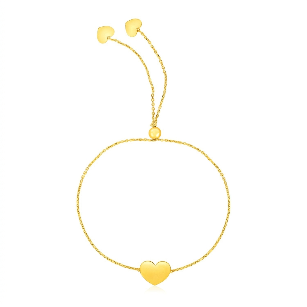 14k yellow gold adjustable heart bracelet, Avera Group, view 2