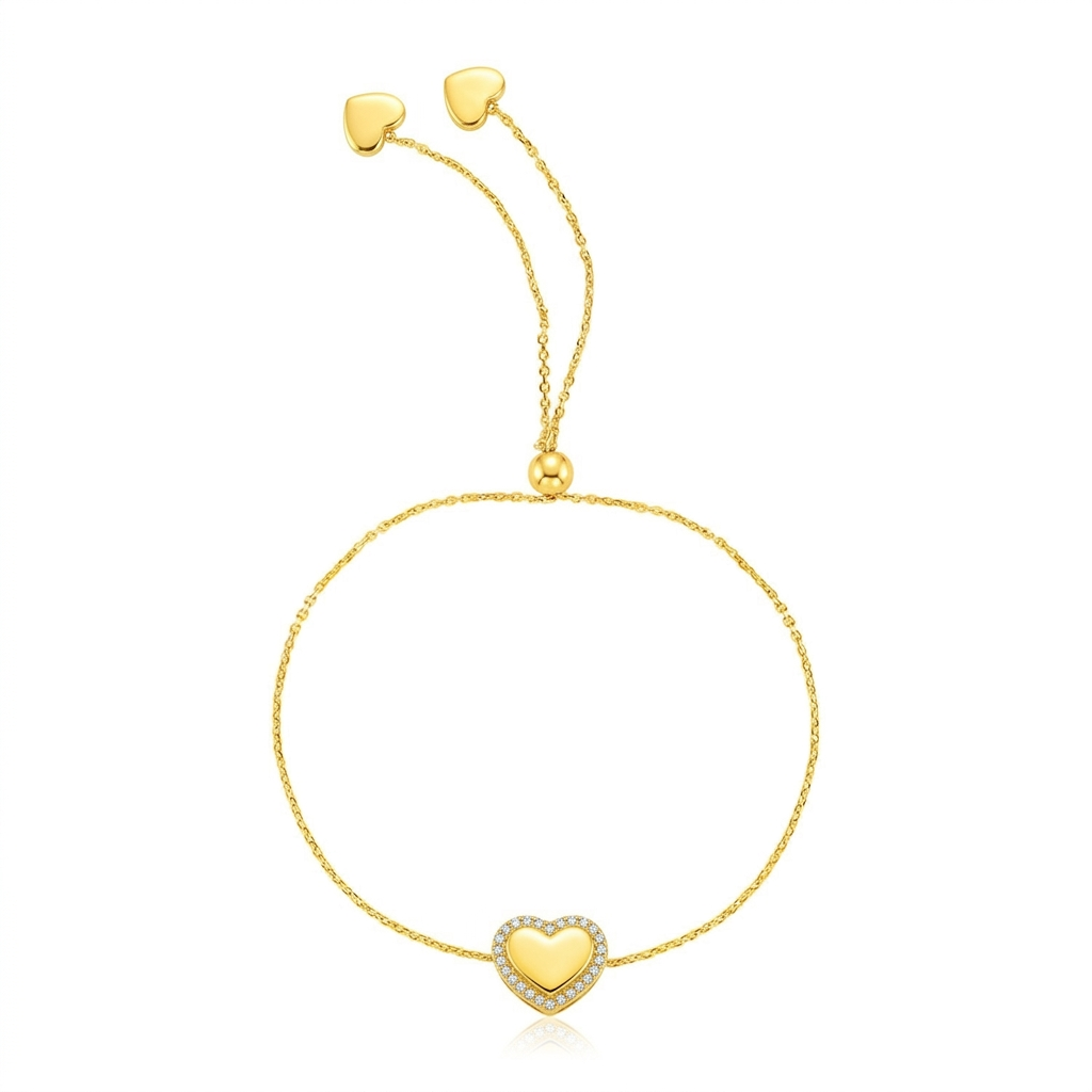 14k yellow gold adjustable heart bracelet, Avera Group, view 3