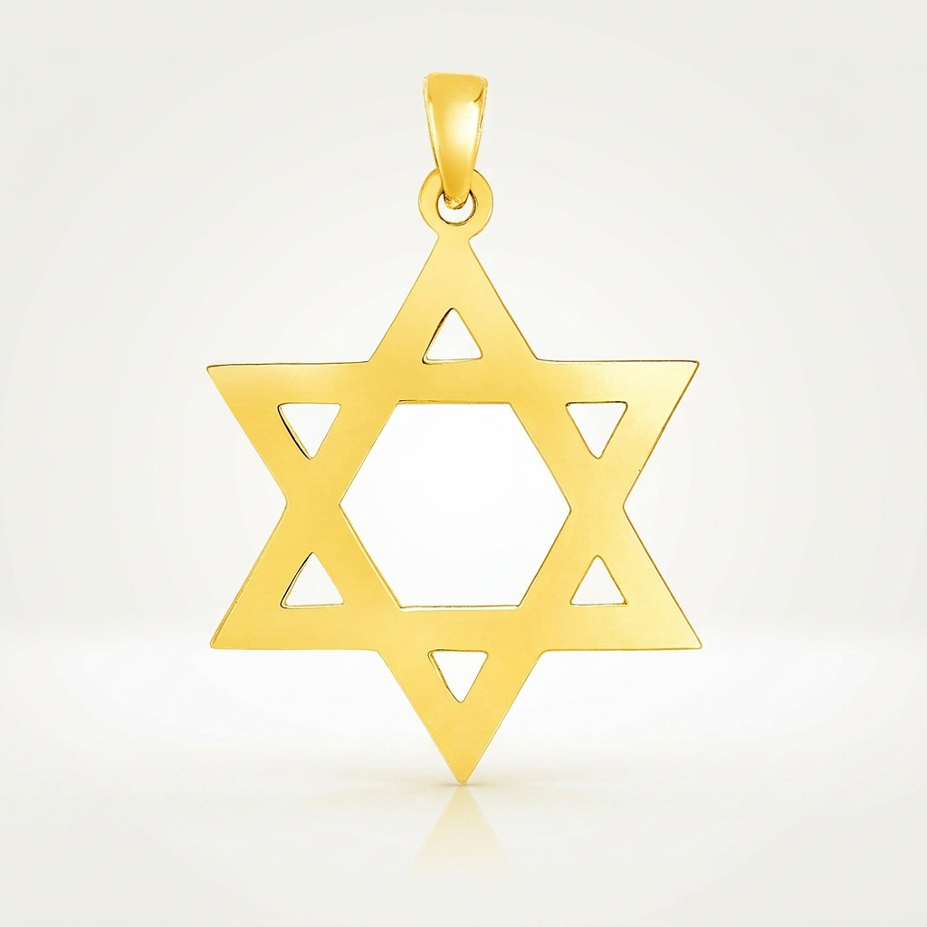 14k yellow gold polished Star of David pendant, Avera Group, view 2