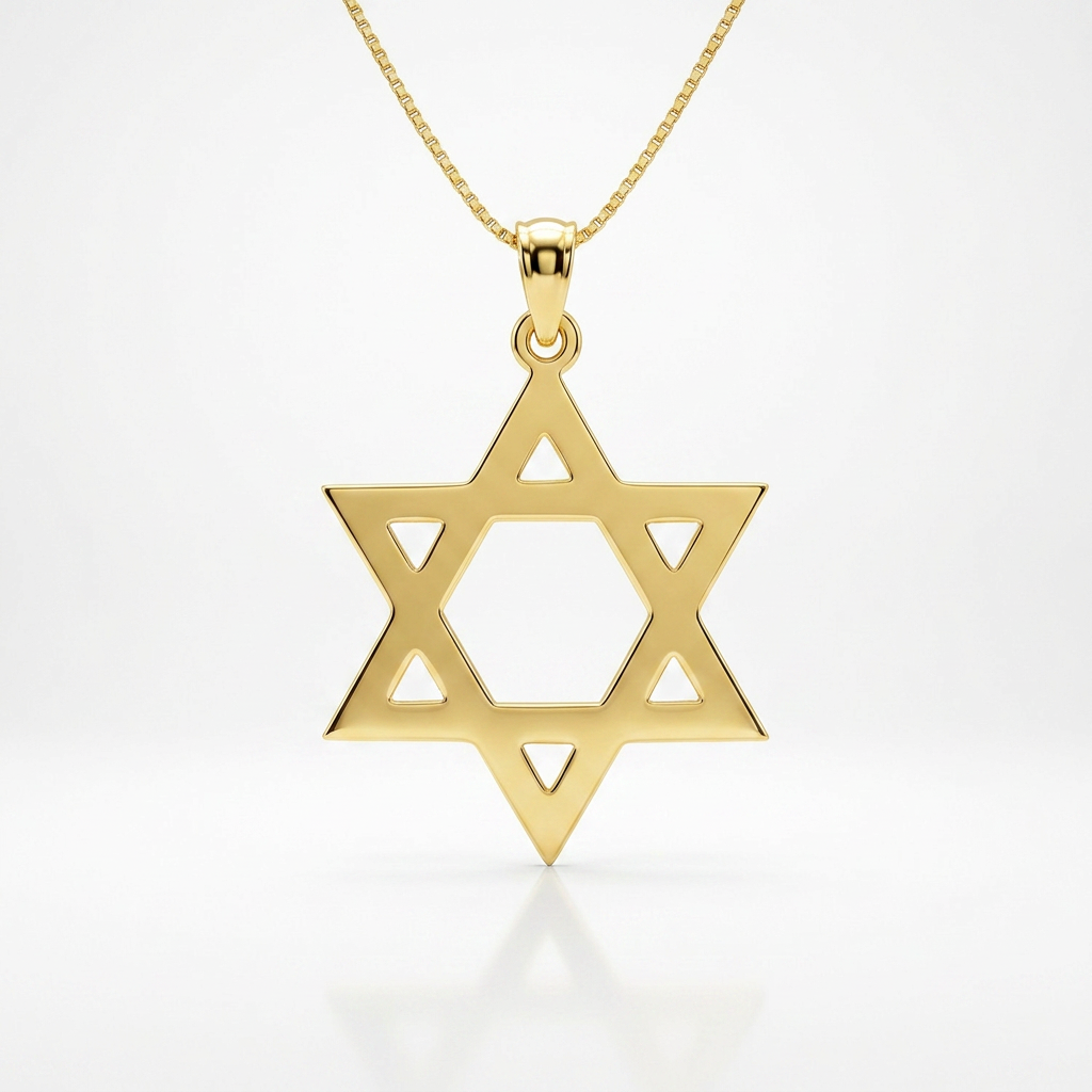 14k yellow gold polished Star of David pendant, Avera Group, view 3