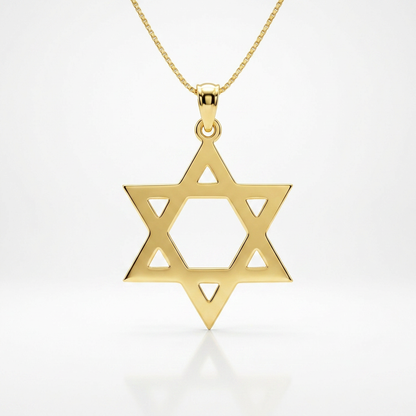 14k yellow gold polished Star of David pendant, Avera Group, view 3