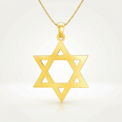 14k yellow gold polished Star of David pendant, Avera Group, view 4