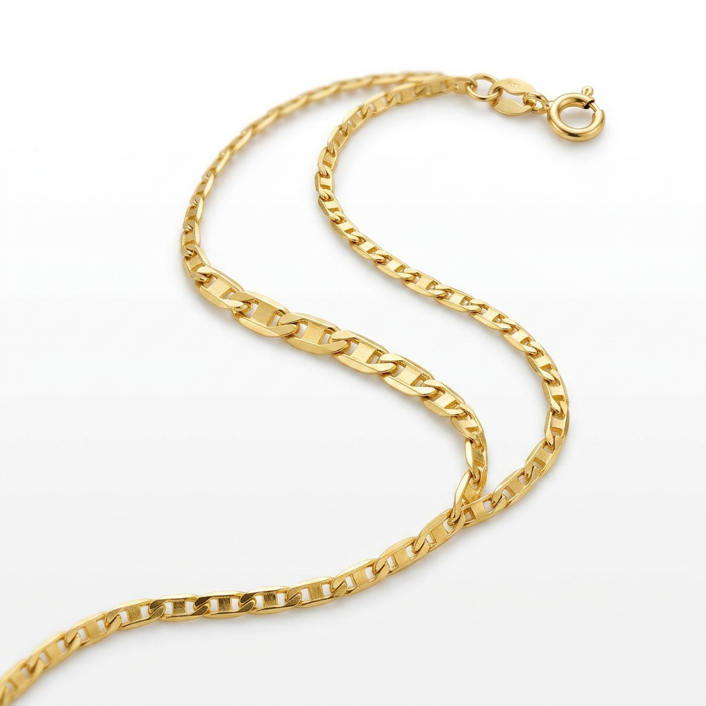 10k Yellow Gold Mariner Link Anklet 1.2mm, Avera Group, view 2