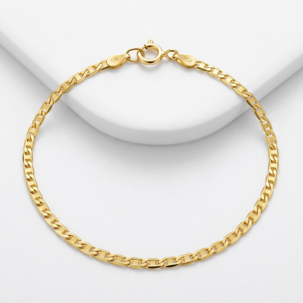 10k Yellow Gold Mariner Link Anklet 1.2mm, Avera Group, view 3