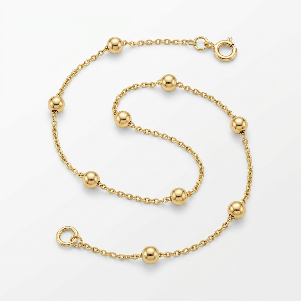 Bead Links Saturn Chain in 14k Yellow Gold (3.5mm) by Avera Group