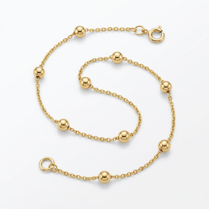 Bead Links Saturn Chain in 14k Yellow Gold (3.5mm) by Avera Group