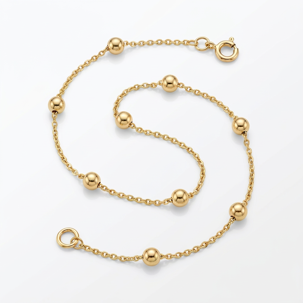 Bead Links Saturn Chain in 14k Yellow Gold (3.5mm) by Avera Group