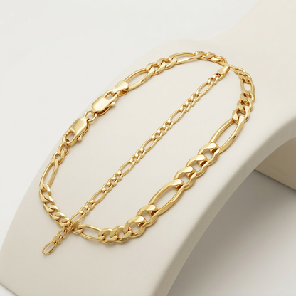 RCJ 2.6mm 10k yellow gold Figaro link bracelet by Avera Group, view 3