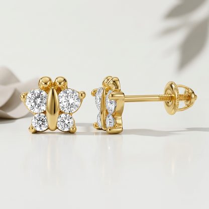 14k yellow gold butterfly children's earrings, Avera Group, view 3