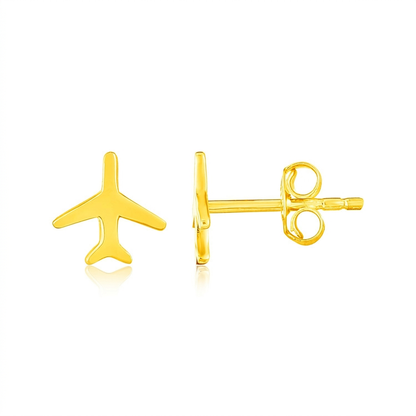 14k yellow gold airplane earrings, Avera Group, view 2