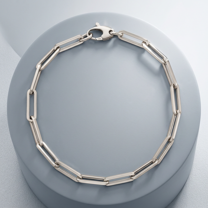 14k white gold bold paperclip chain bracelet, Avera Group, view 2