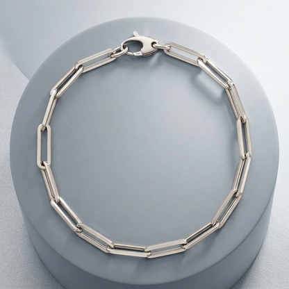 14k white gold bold paperclip chain bracelet, Avera Group, view 3