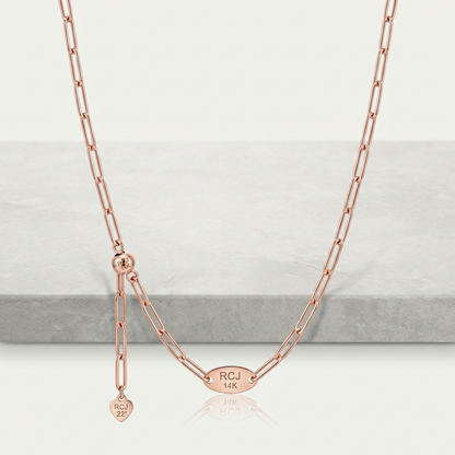 14k rose gold adjustable paperclip chain, 1.5mm, Avera Group, view 3