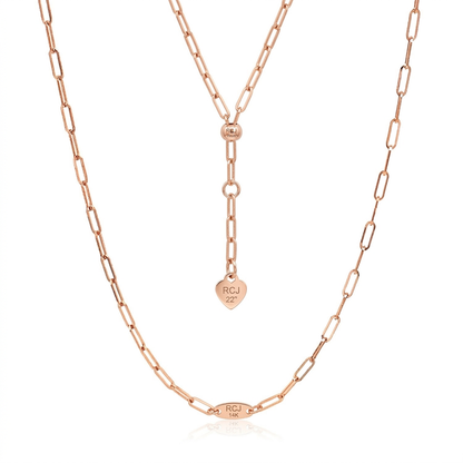 14k rose gold adjustable paperclip chain, 1.5mm, Avera Group, view 2