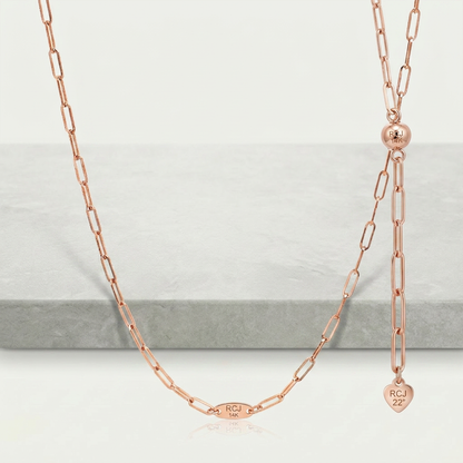 14k rose gold adjustable paperclip chain, 1.5mm, Avera Group, view 4