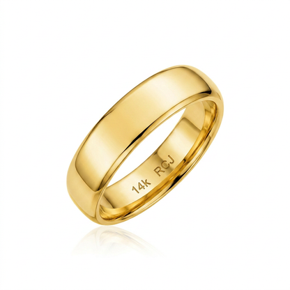 14k yellow gold 6mm comfort fit wedding band by Avera Group, view 2