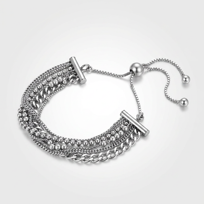 Adjustable multi chain bracelet in sterling silver, Avera Group, view 2
