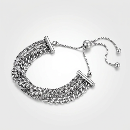 Adjustable multi chain bracelet in sterling silver, Avera Group, view 3