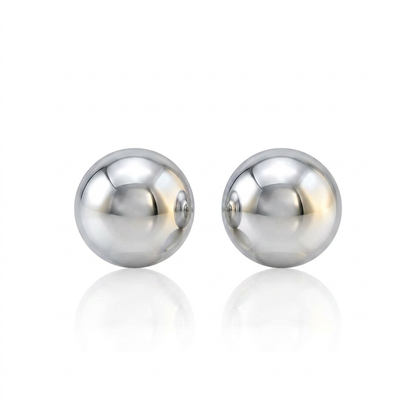 14k white gold spherical ball stud earrings 3mm by Avera Group, view 2