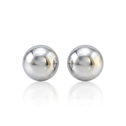 14k white gold spherical ball stud earrings 3mm by Avera Group, view 2