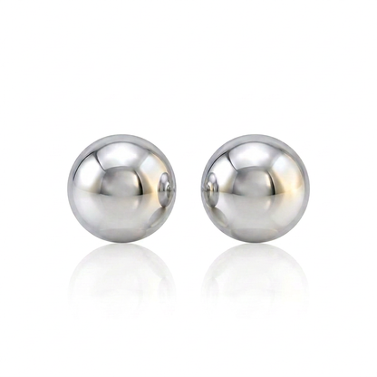 14k white gold spherical ball stud earrings 3mm by Avera Group, view 4