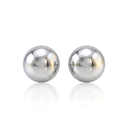 14k white gold spherical ball stud earrings 3mm by Avera Group, view 3