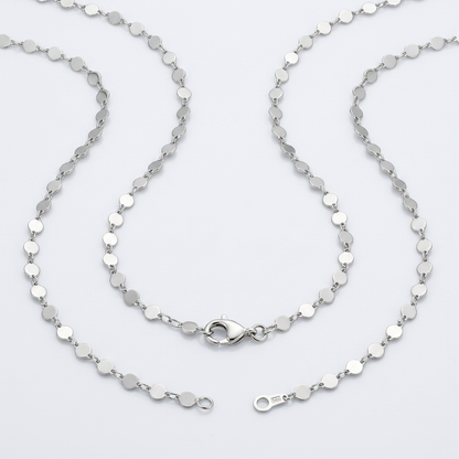 14k white gold necklace with polished circles, Avera Group, view 3
