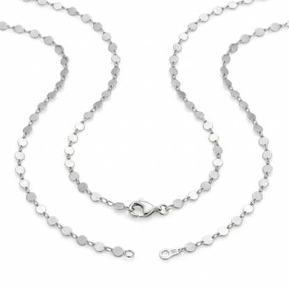 14k white gold necklace with polished circles, Avera Group, view 4