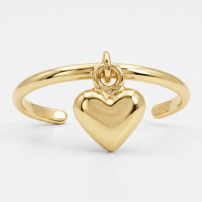 14k yellow gold cuff toe ring with puffed heart, Avera Group, view 2