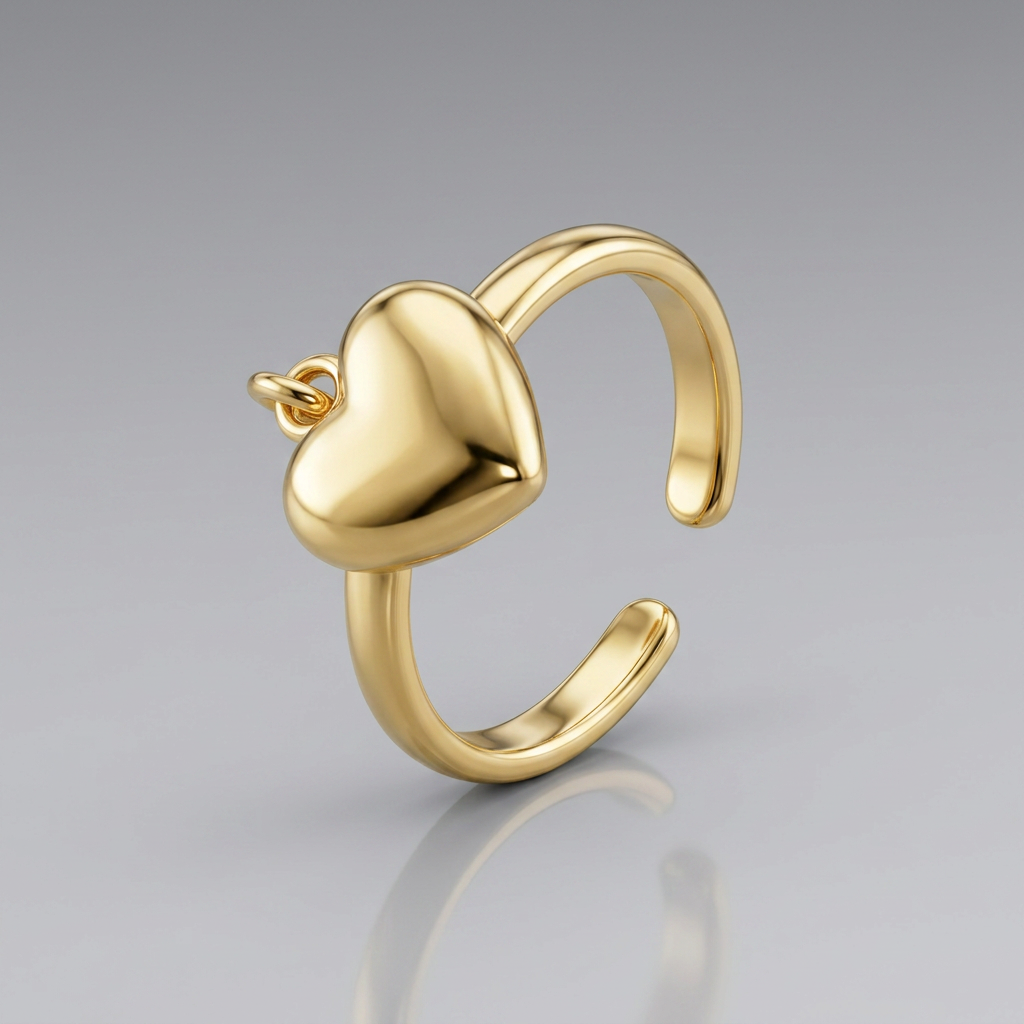 14k yellow gold cuff toe ring with puffed heart, Avera Group, view 3
