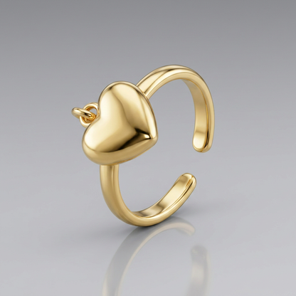 14k yellow gold cuff toe ring with puffed heart, Avera Group, view 3