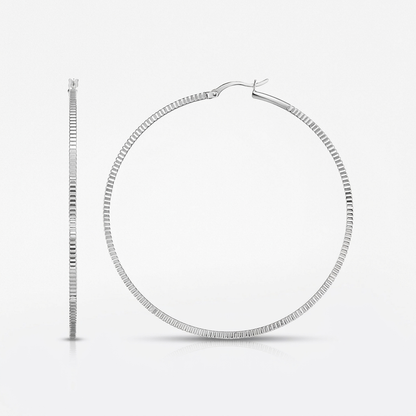 Ridge Textured Hoop Earrings in Sterling Silver by Avera Group