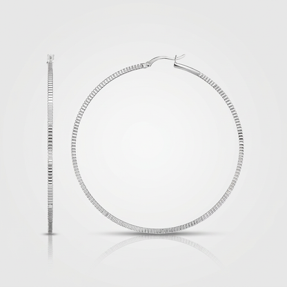 Ridge Textured Hoop Earrings in Sterling Silver by Avera Group