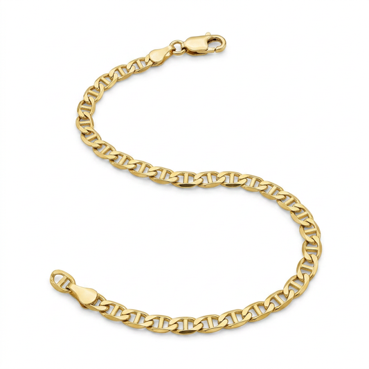 3.2mm mariner link anklet in 10k yellow gold by Avera Group, view 2