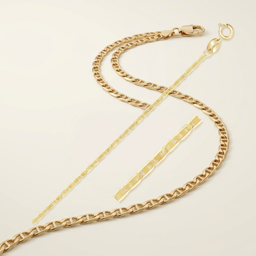 10k Yellow Gold Mariner Link Chain 1.2mm, Avera Group, view 3