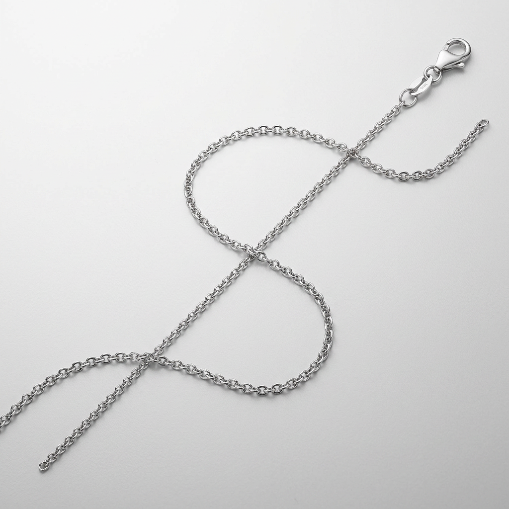 14k white gold round cable link chain, 1.3mm, Avera Group, view 2