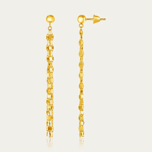 14k yellow gold polished drop earrings, Avera Group, view 2
