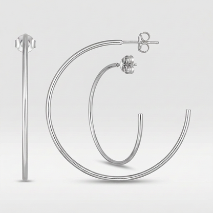14k white gold polished hoop earrings, Avera Group, view 4