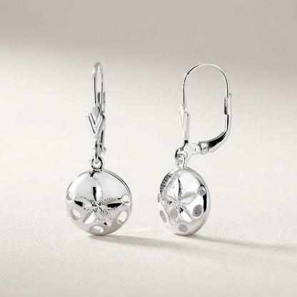 Sterling Silver Polished Sand Dollar Dangle Earrings by Avera Group