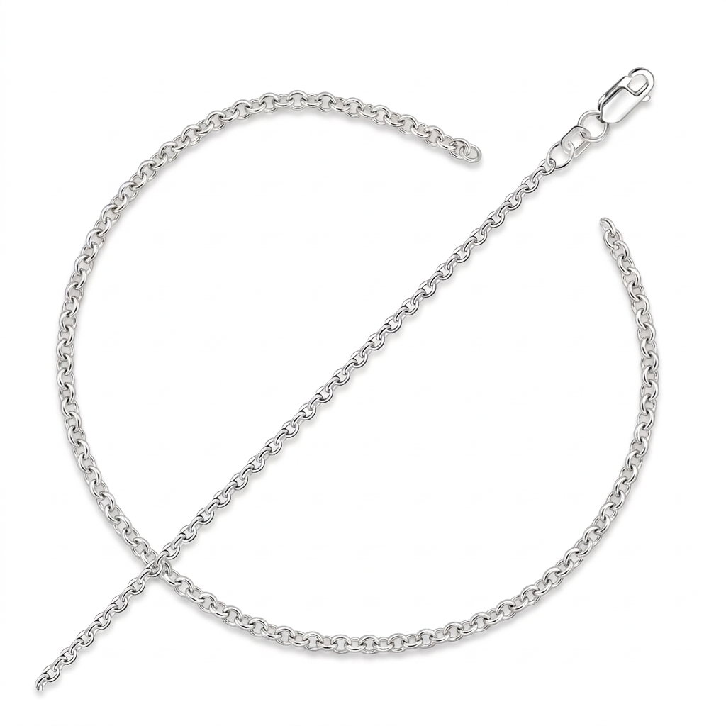 10k white gold rolo anklet, 2.3mm, by Avera Group, view 3