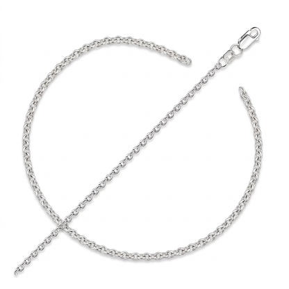 10k white gold rolo anklet, 2.3mm, by Avera Group, view 3