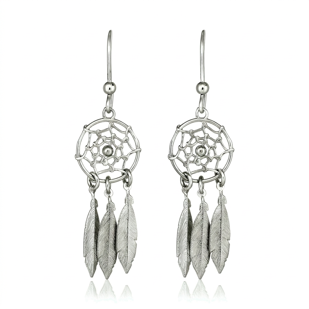 Sterling Silver Dream Catcher Dangle Earrings by Avera Group